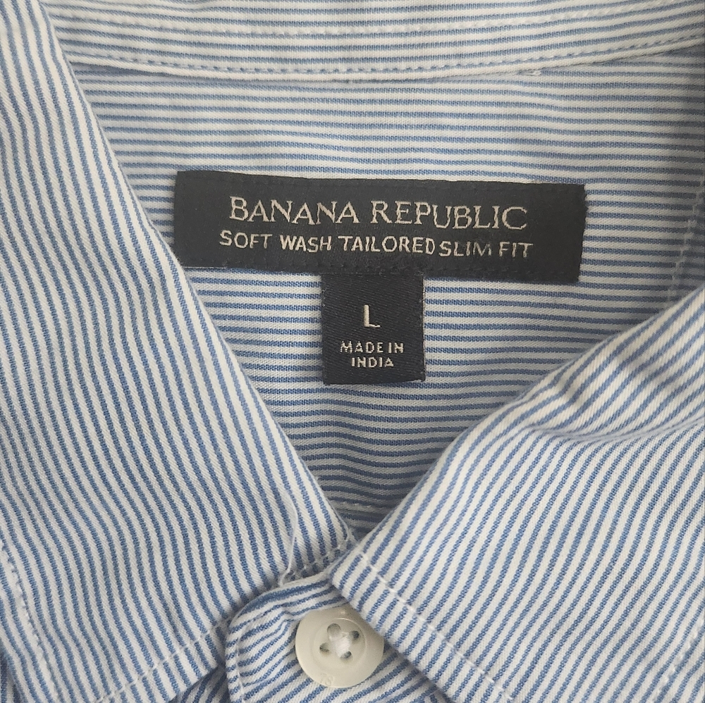 Oxford stripped button-up dress shirt.